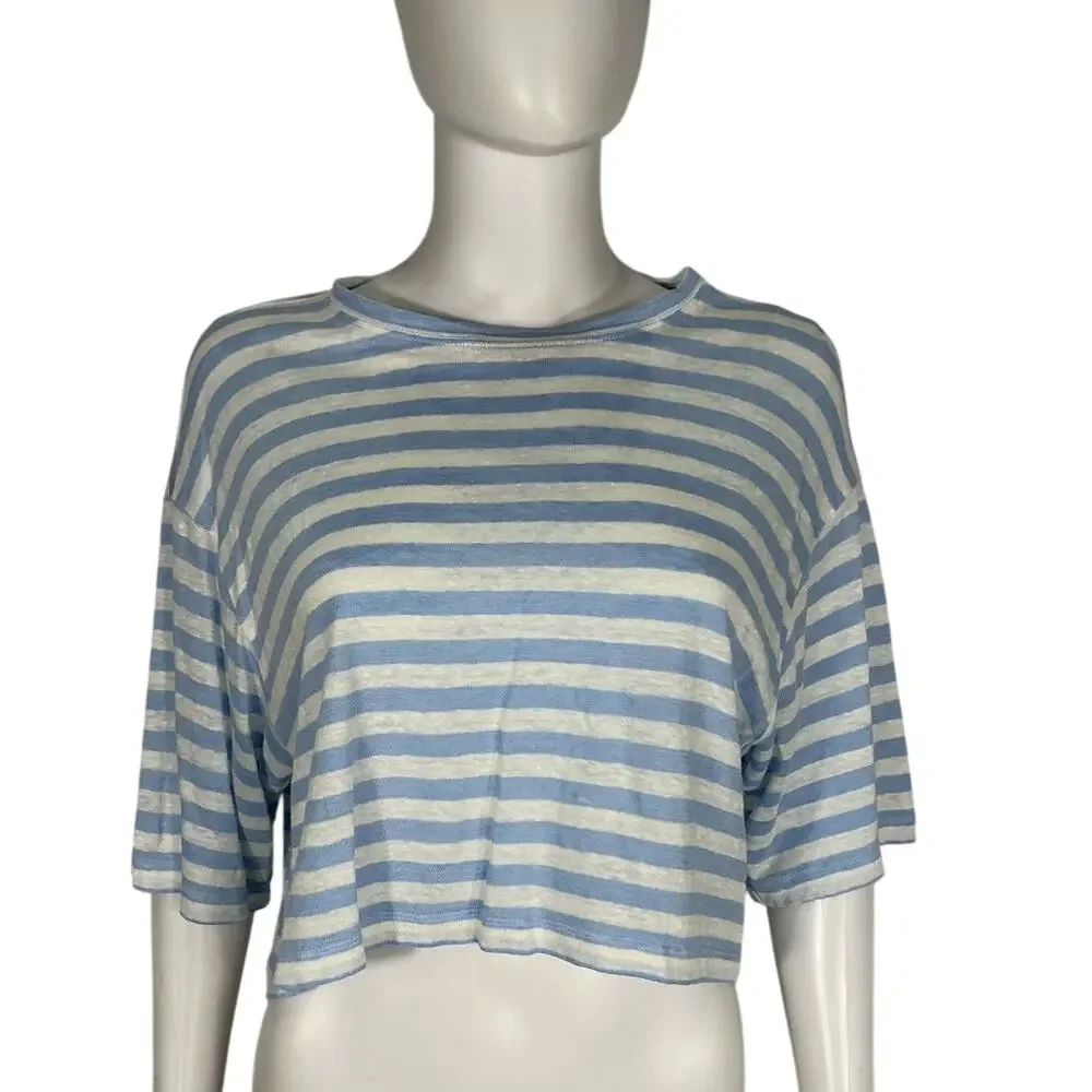 Frame Boxy Multicolor Linen Crop Top Size XS